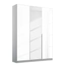 Drehtürenschrank Alabama 136 x 210cm Weiß/Hochglanz Weiß/Grau Premium