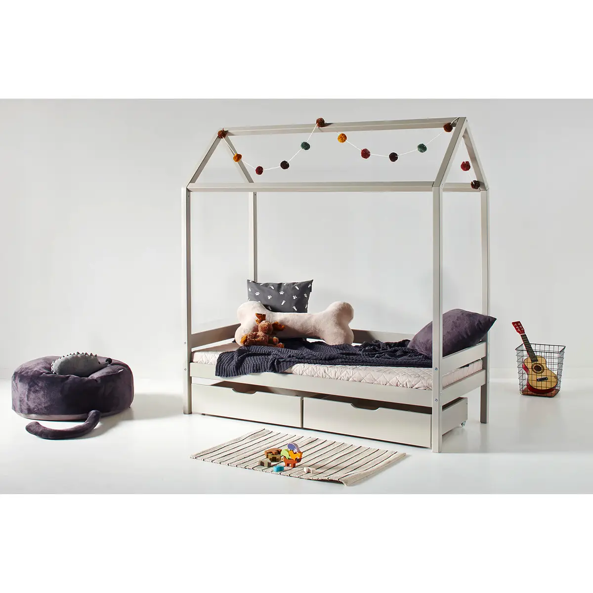 Hausbett 70 x 160cm Grau/Grau | Grau