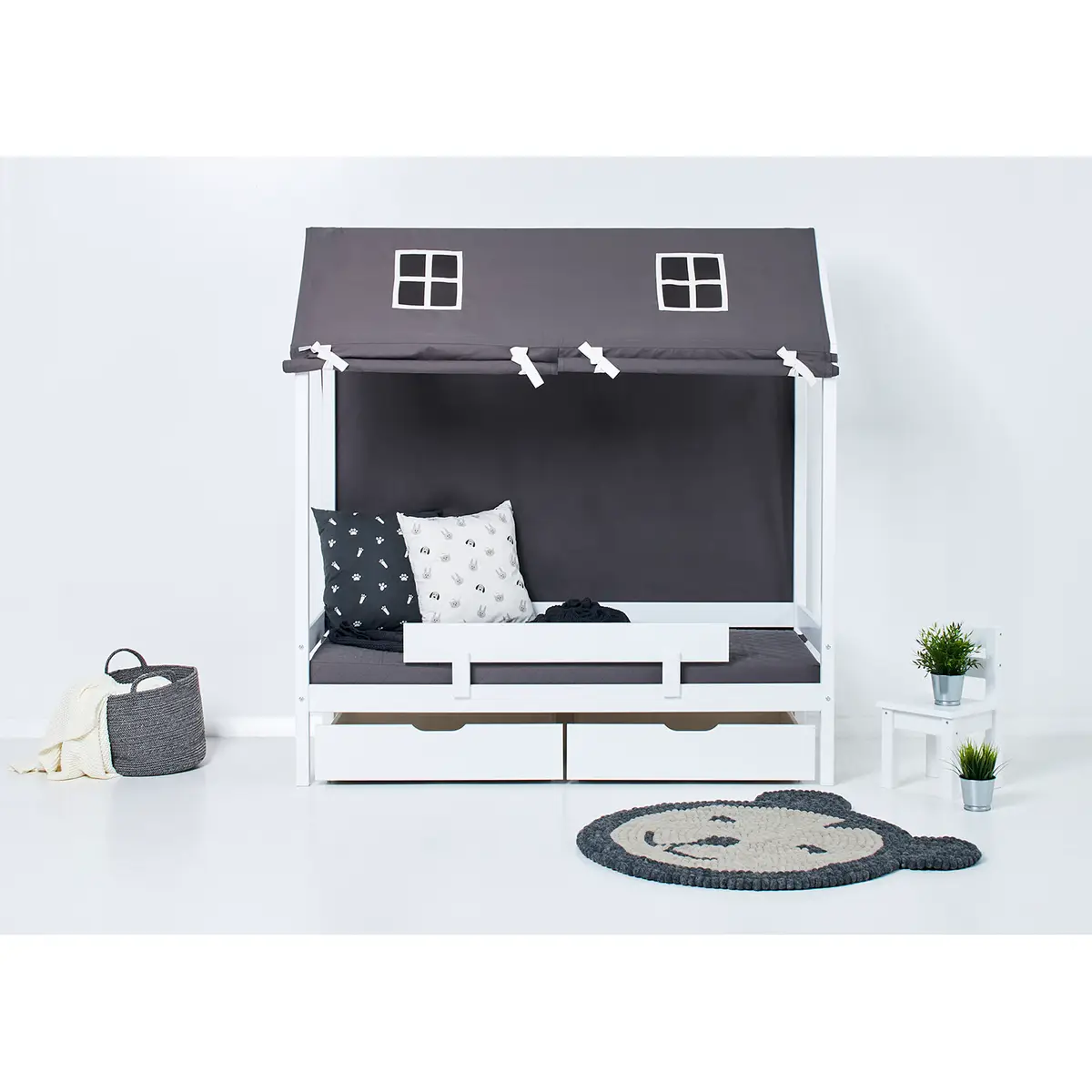 Hausbett 70 x 160cm Weiß | Weiß
