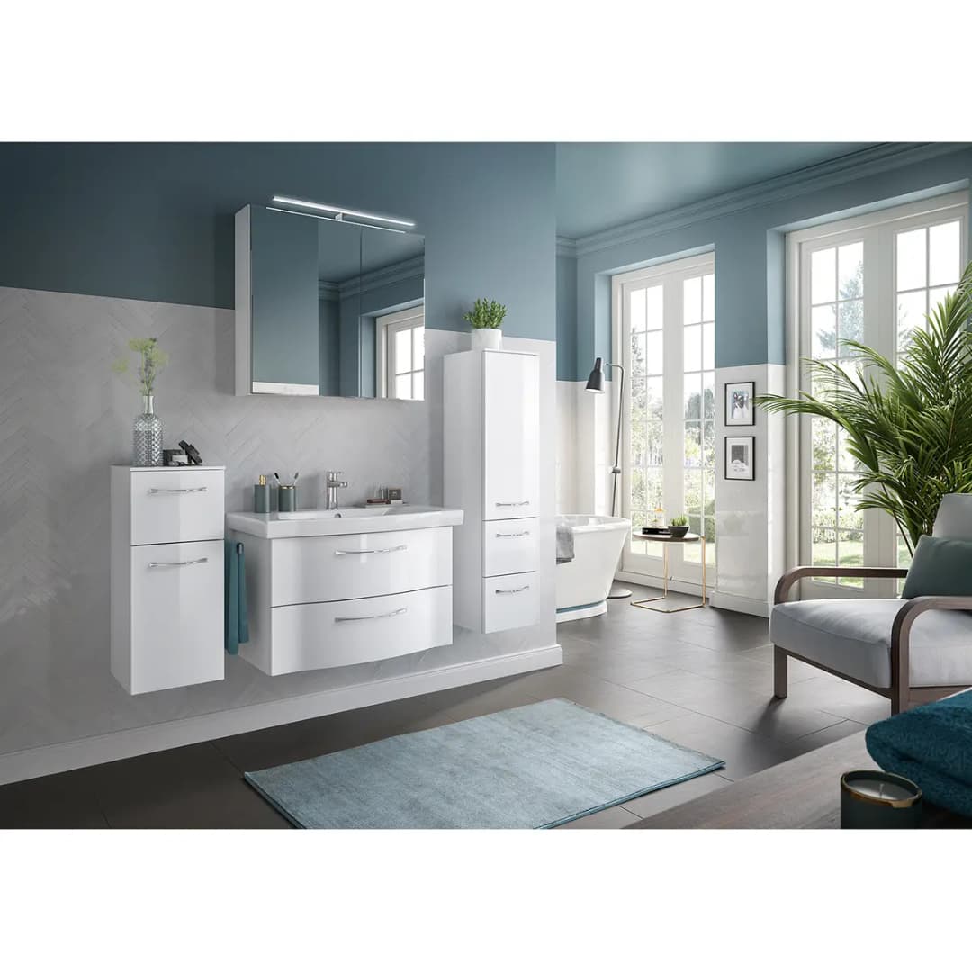 Badezimmerset 6005 IV 4-teilig 171cm Weiß/Hochglanz Weiß | Weiß