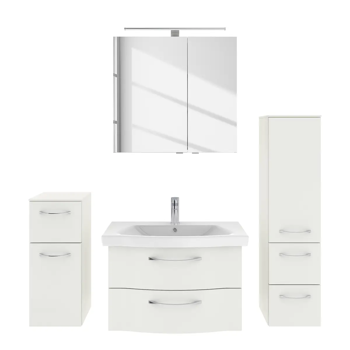 Badezimmerset 6005 IV 4-teilig 171cm Weiß/Hochglanz Weiß | Weiß