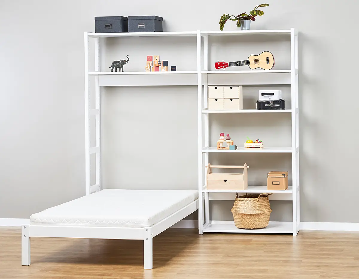 Regal mit Bett | Weiß