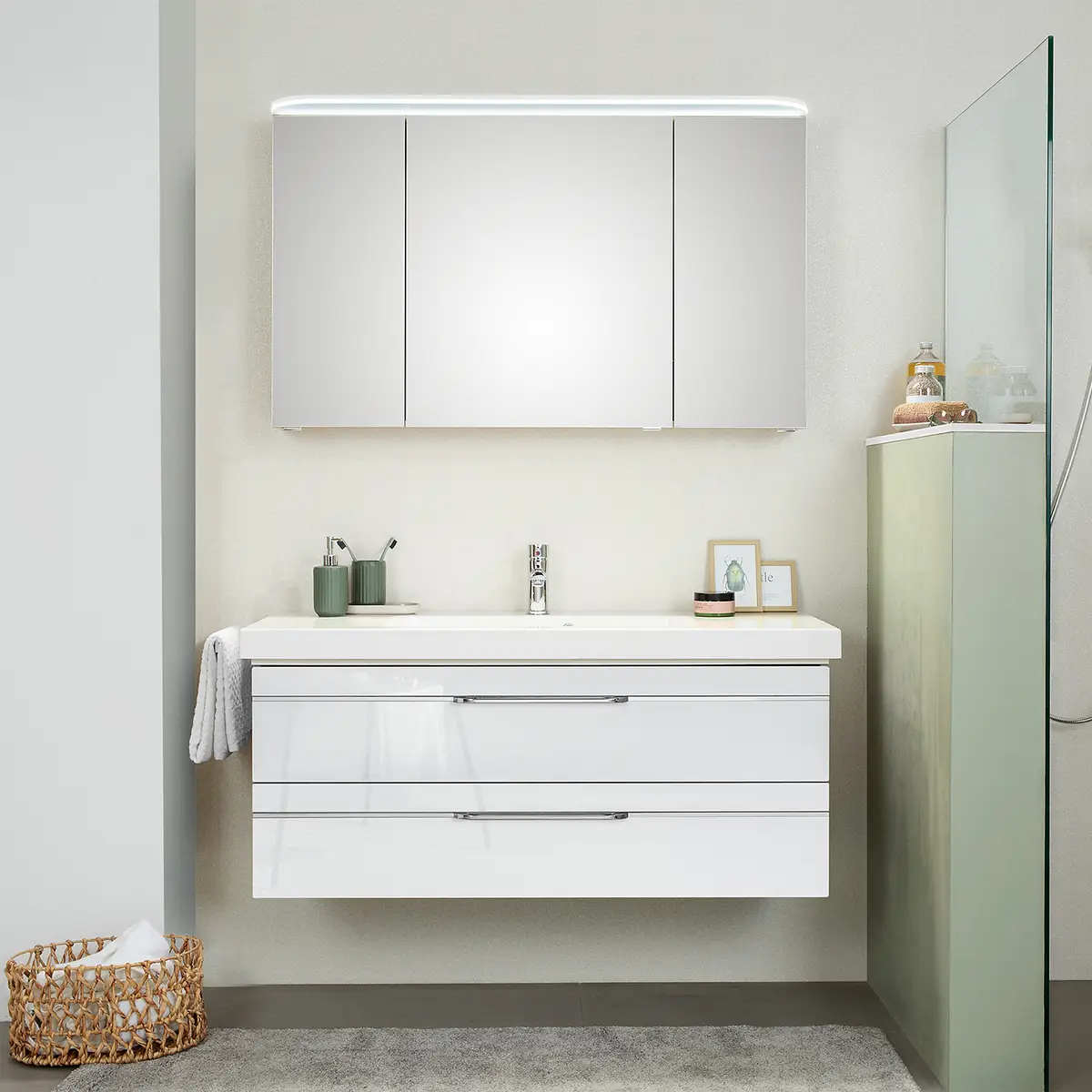 Spiegelschrank Balto 120cm Weiß/Weiß | Weiß