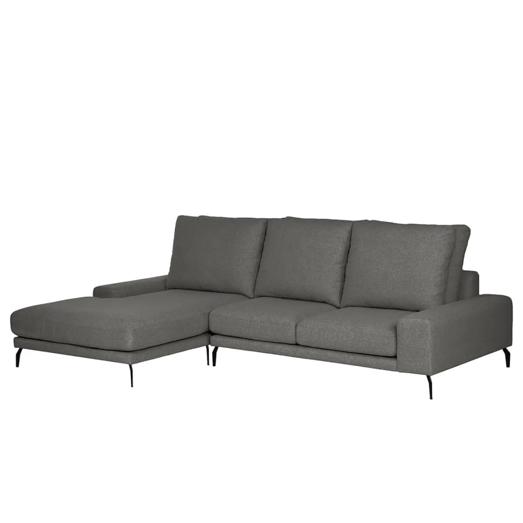 Ecksofa mit Longchair Grau/Anthrazit Webstoff Sogol | Grau