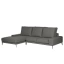 Ecksofa mit Longchair Grau/Anthrazit Webstoff Sogol | Grau