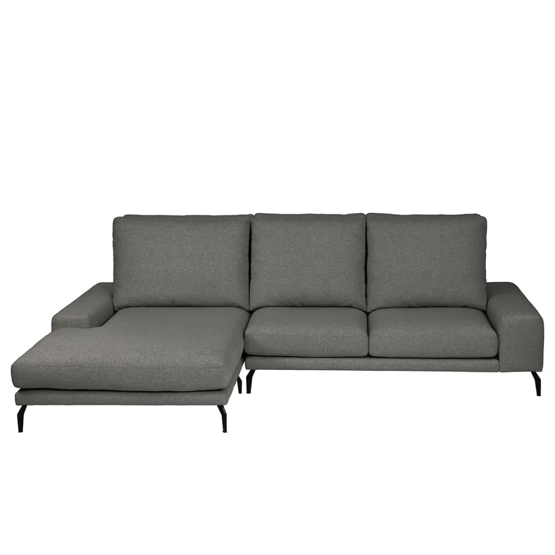 Ecksofa mit Longchair Grau/Anthrazit Webstoff Sogol | Grau