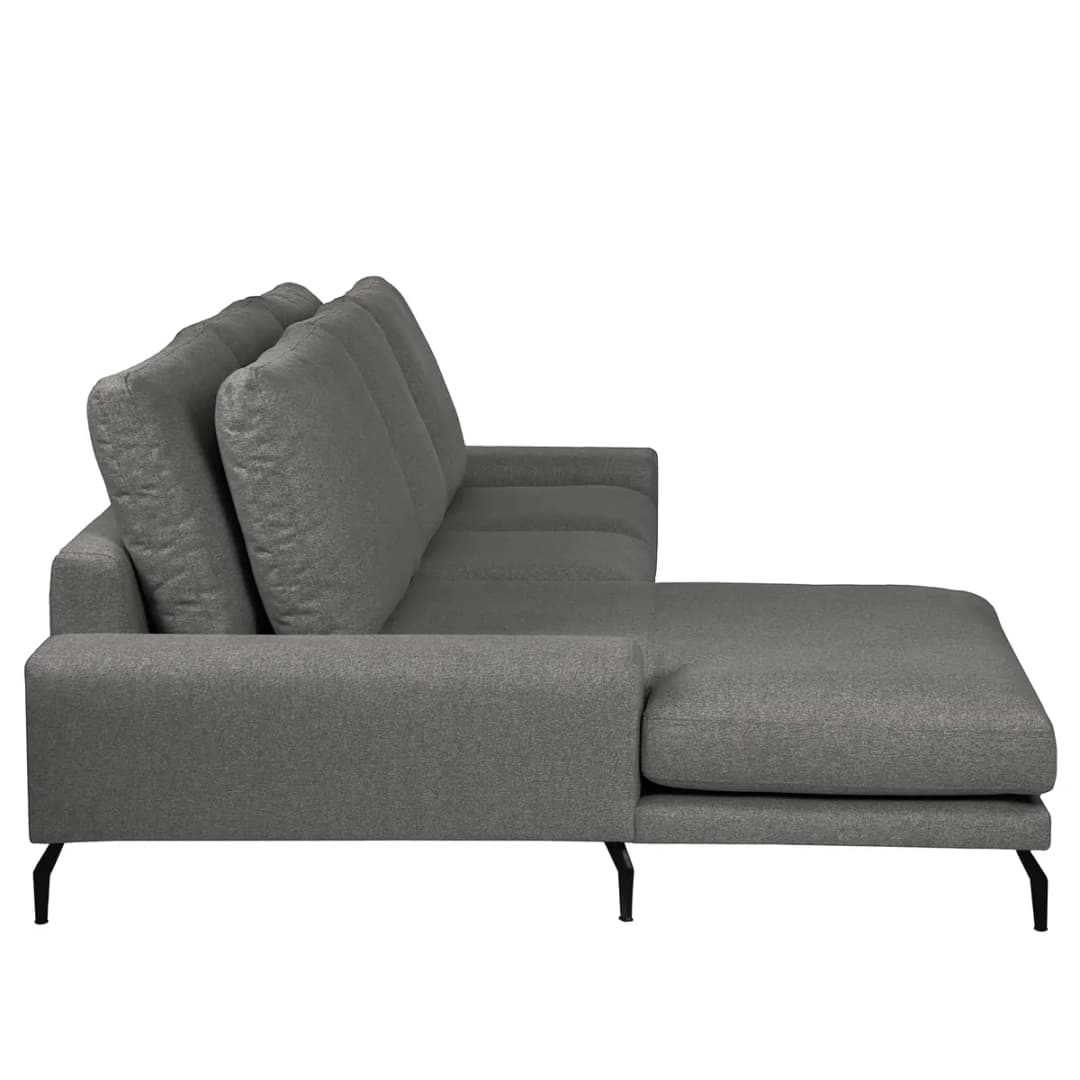 Ecksofa mit Longchair Grau/Anthrazit Webstoff Sogol | Grau