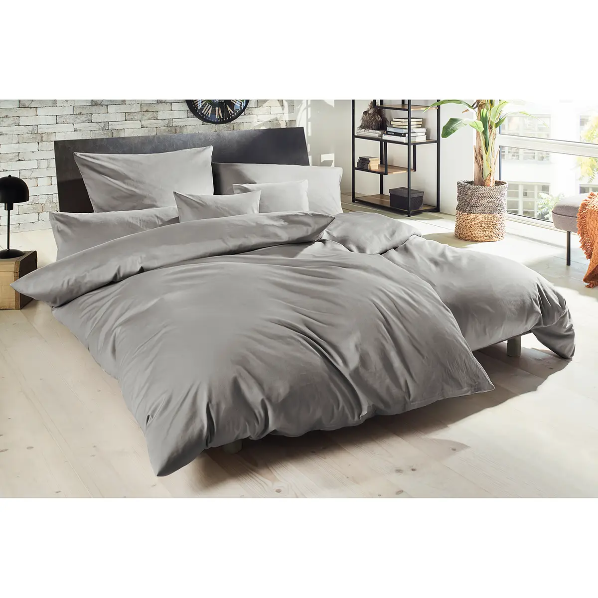 Luxus-Satin-Bettwäsche Montainville | Grau