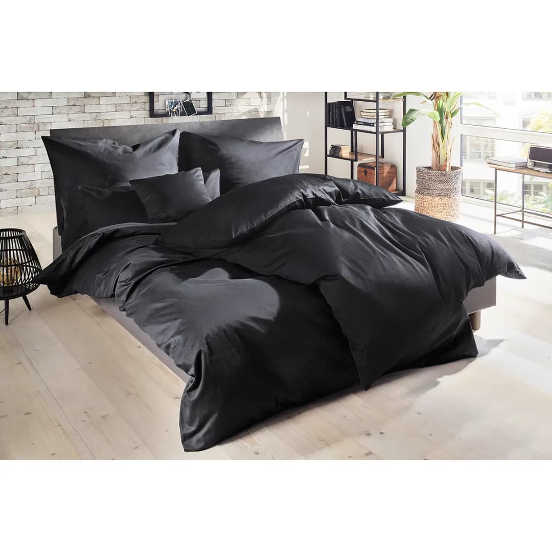 Luxus-Satin-Bettwäsche Montainville | Schwarz