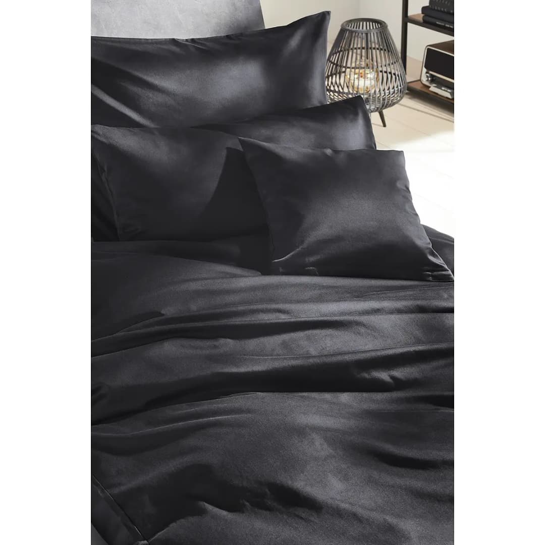 Luxus-Satin-Bettwäsche Montainville | Schwarz