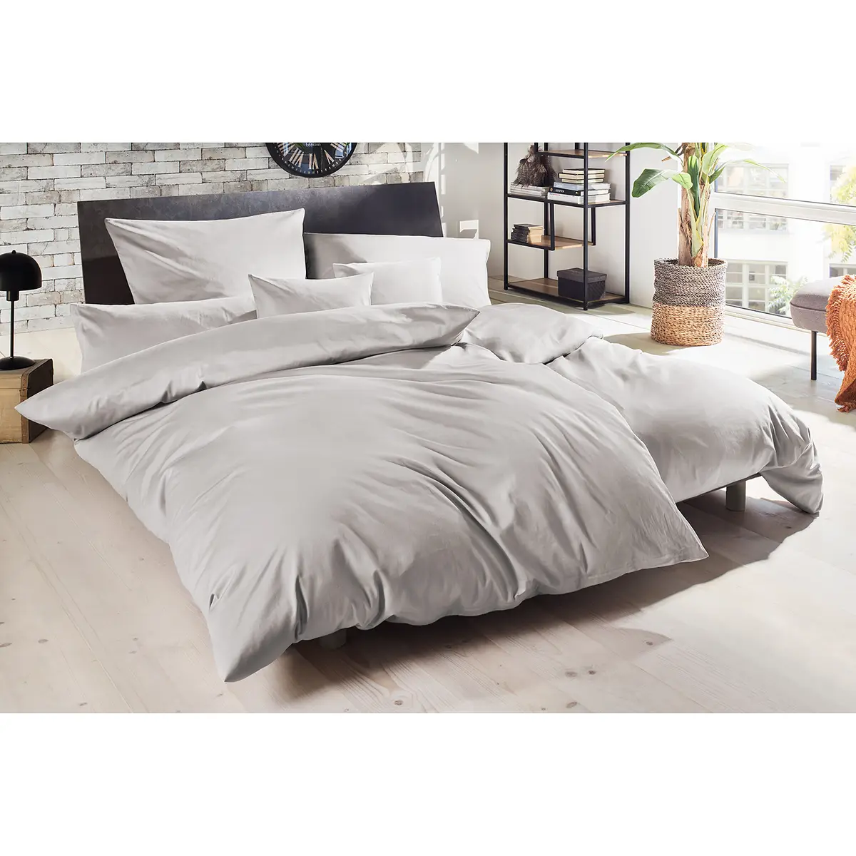 Luxus-Satin-Bettwäsche Montainville | Silber