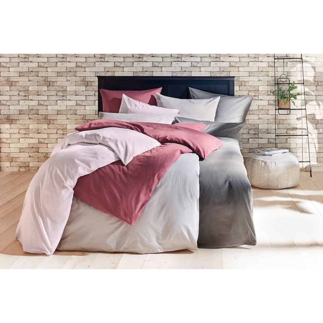 Luxus-Satin-Bettwäsche Montainville | Silber