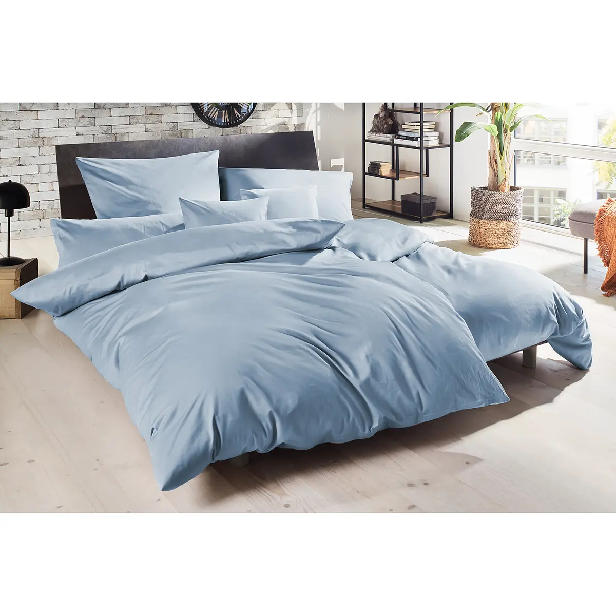 Luxus-Satin-Bettwäsche Montainville | Blau