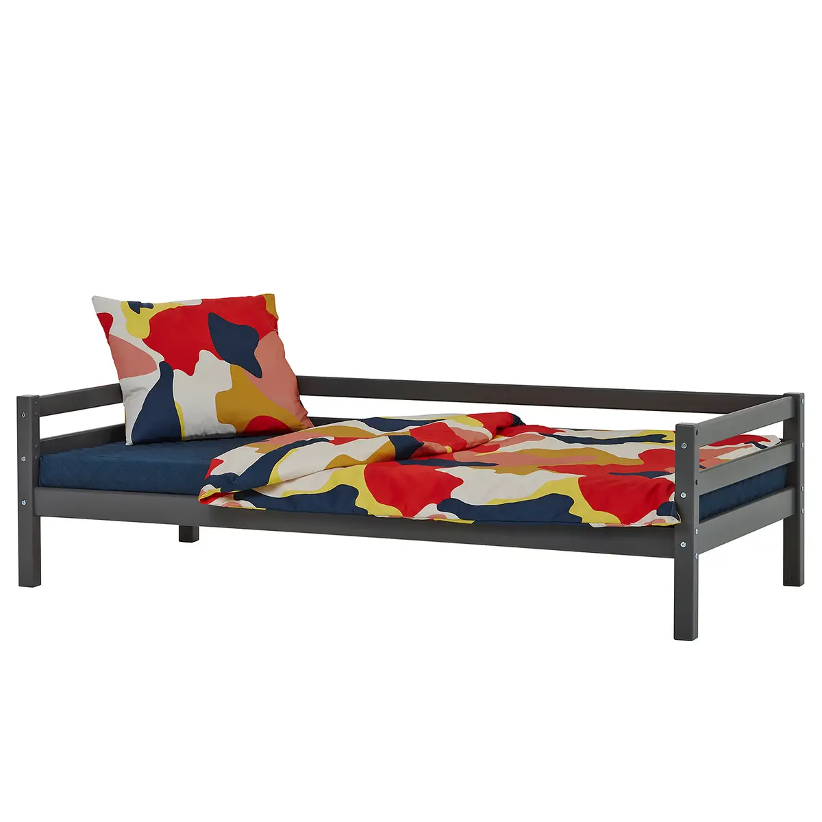 Einzelbett I 90 x 200cm Grau/Schwarz | Grau