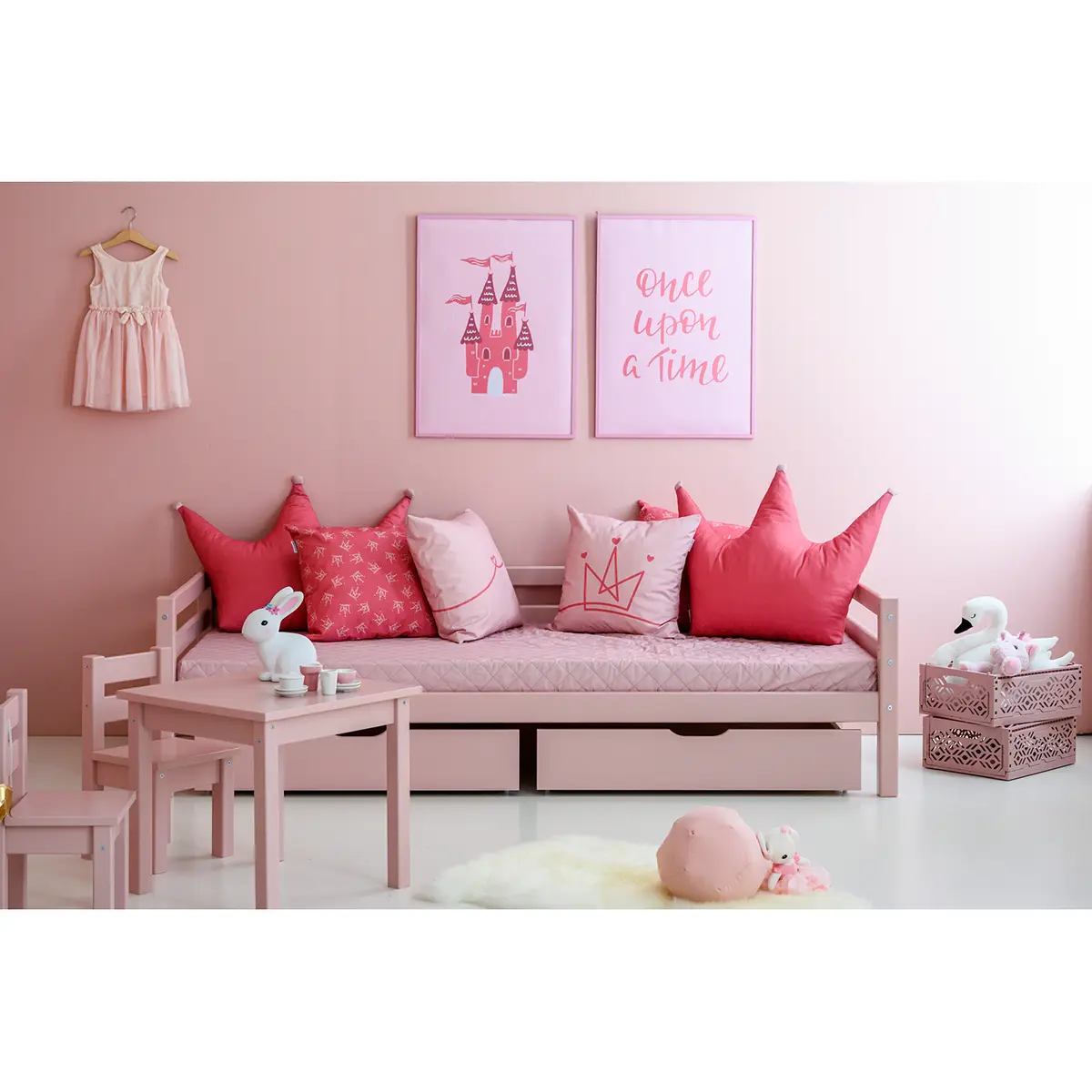 Einzelbett I 90 x 200cm Pink/Rosa | Rosa