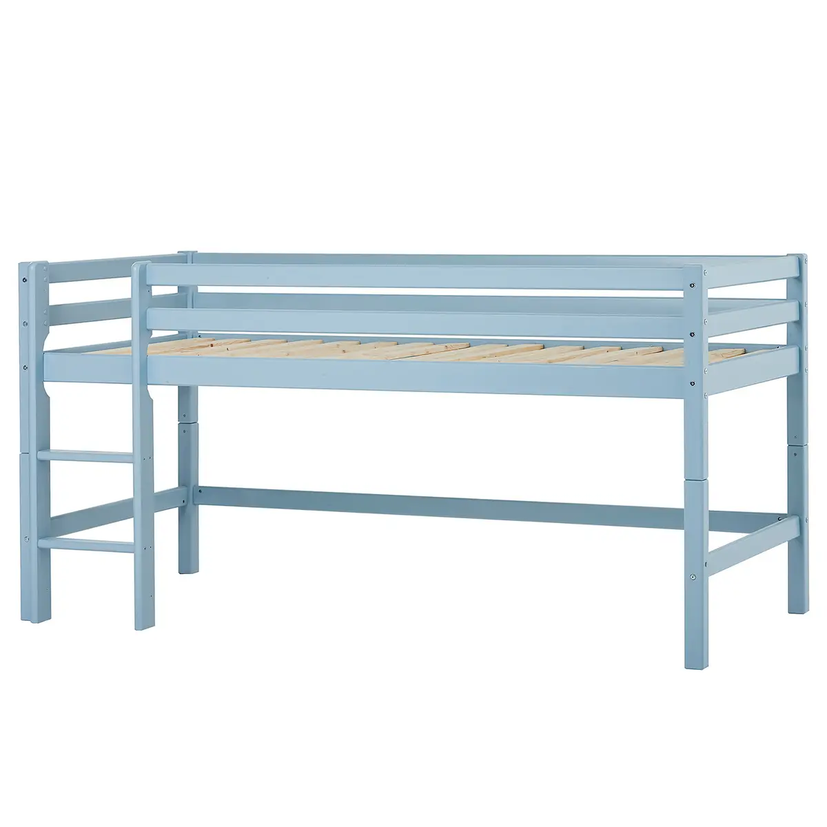 Halbhochbett I 90 x 200cm Blau/Hellblau mit Leiter | Blau
