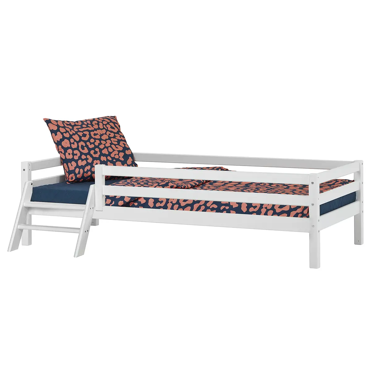 Einzelbett II 90 x 200cm Weiß mit Leiter | Weiß