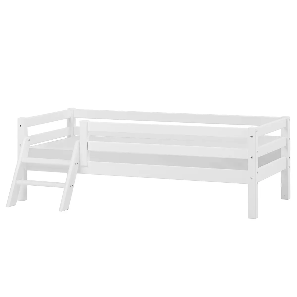Einzelbett II 90 x 200cm Weiß mit Leiter | Weiß
