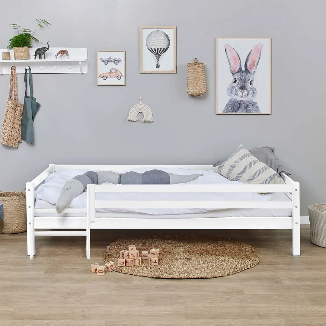 Einzelbett II 90 x 200cm Weiß mit Leiter | Weiß