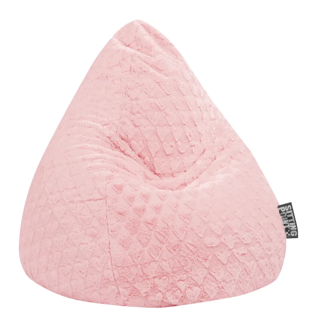 Beanbag Fluffy Hearts L | Rosa