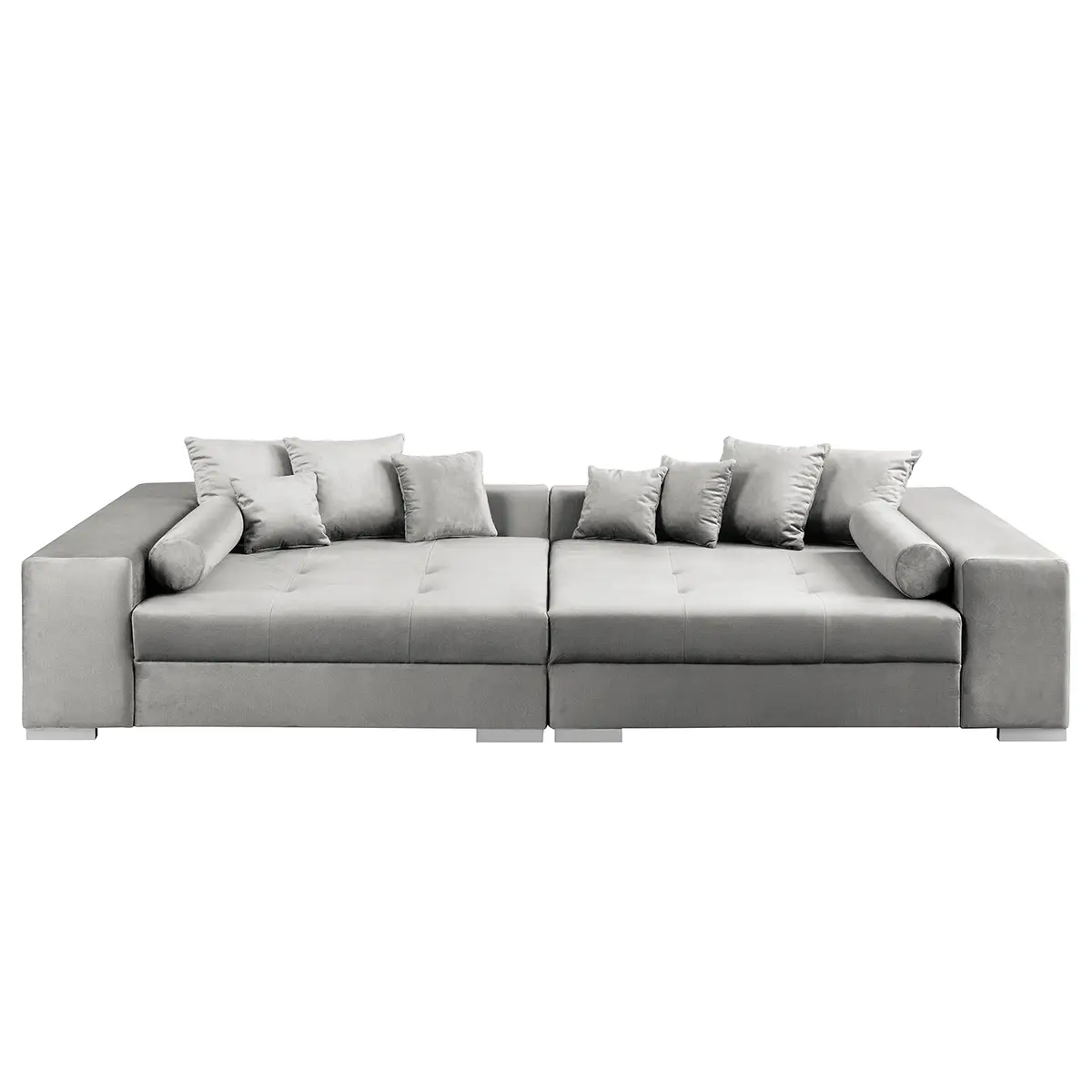 Big-Sofa Grau/Hellgrau Samt Onoli | Grau