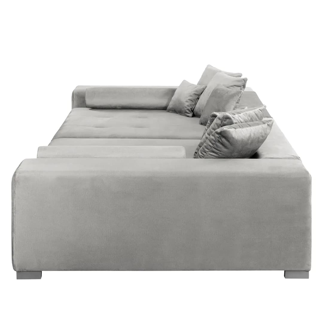 Big-Sofa Grau/Hellgrau Samt Onoli | Grau