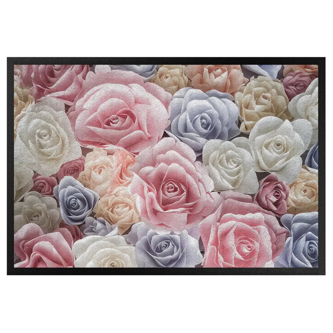 Fußmatte Pastell Paper Art Rosen | Mehrfarbig