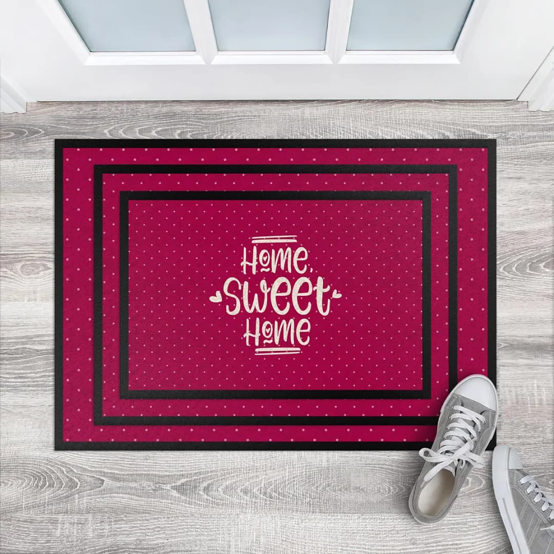 Fußmatte Home Sweet Home Polkadots | Rot