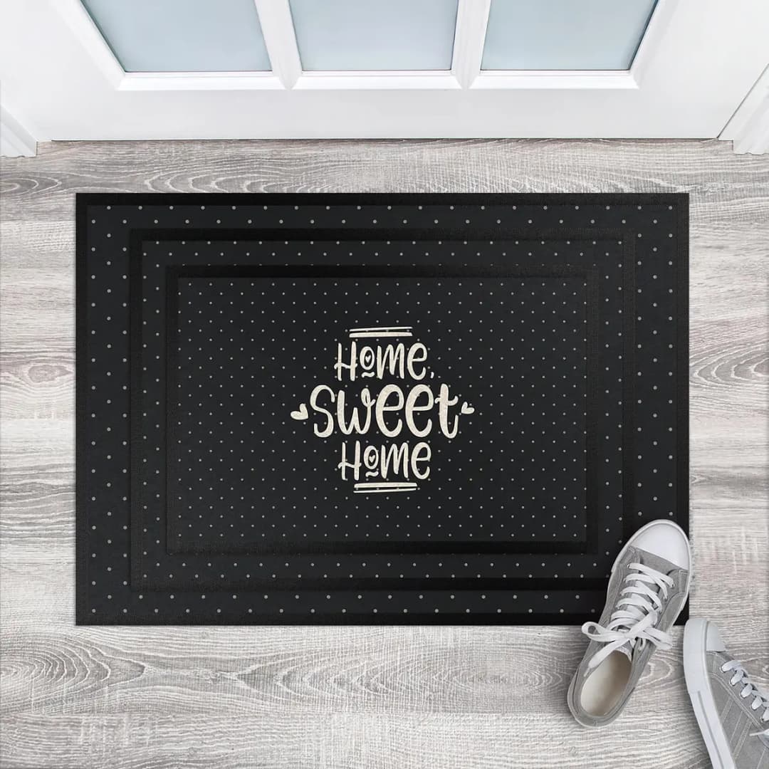 Fußmatte Home Sweet Home Polkadots | Grau