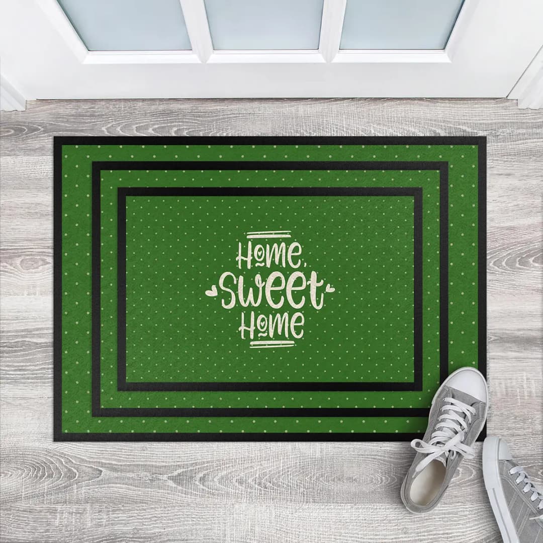 Fußmatte Home Sweet Home Polkadots | Grün