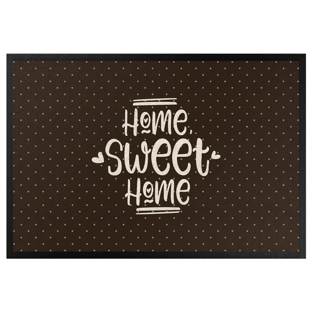 Fußmatte Home Sweet Home Polkadots | Braun