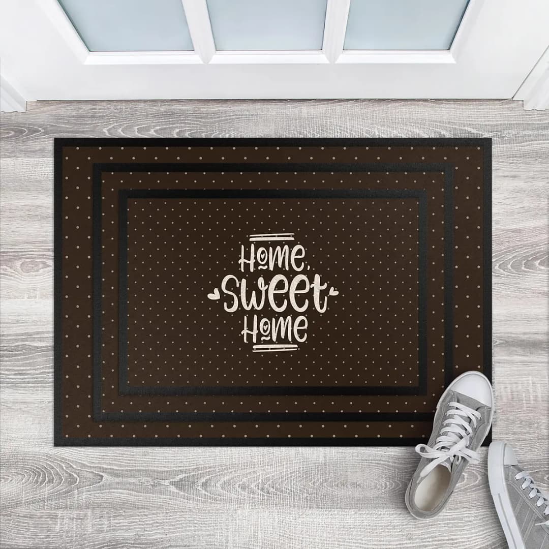 Fußmatte Home Sweet Home Polkadots | Braun