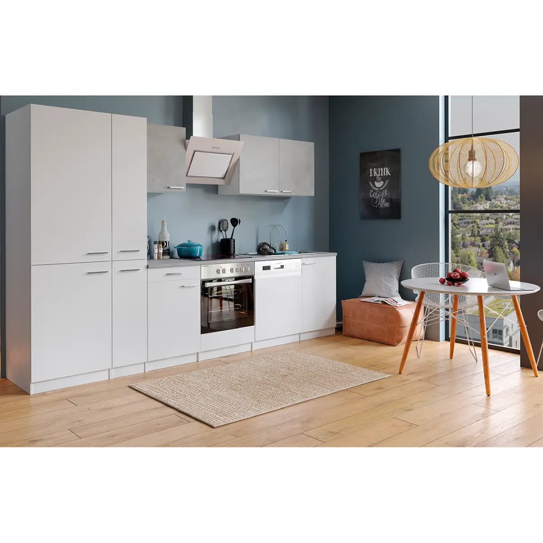 Küchenzeile Malia VI 310cm Weiß/Weiß | Weiß