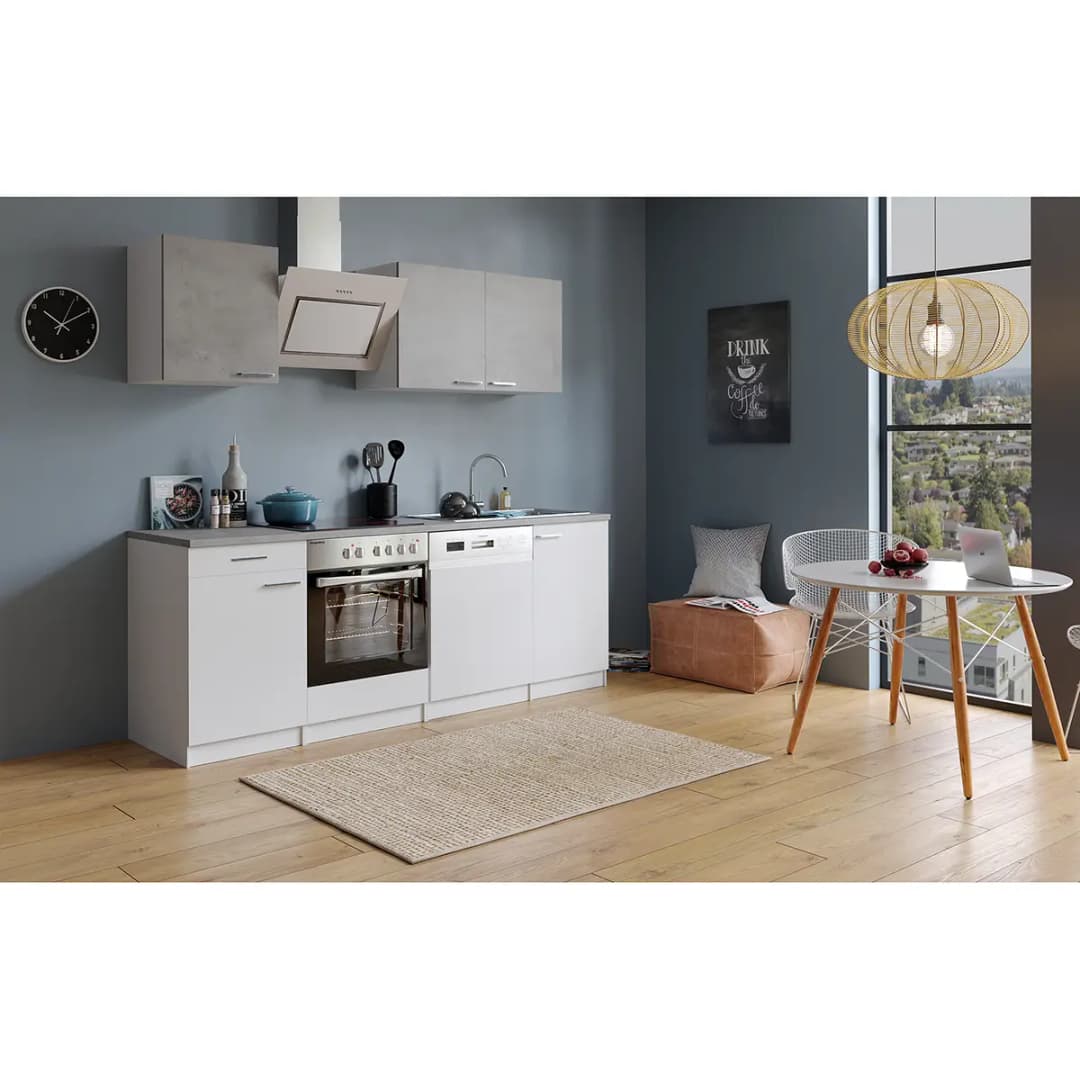 Küchenzeile Malia V 220cm Weiß/Weiß | Weiß