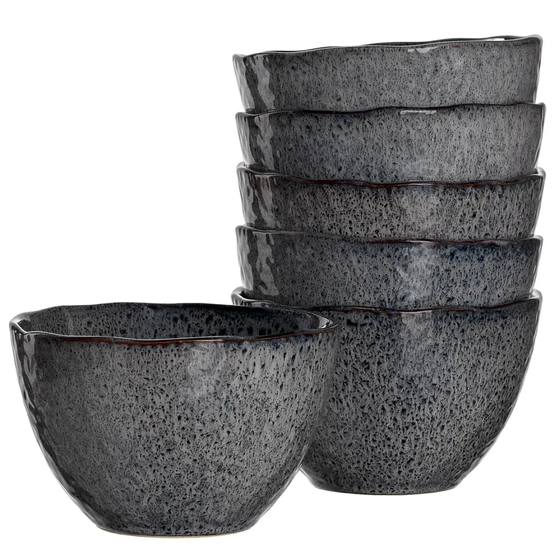 Keramikschale 6er-Set Ø 15cm Schwarz/Anthrazit | Schwarz