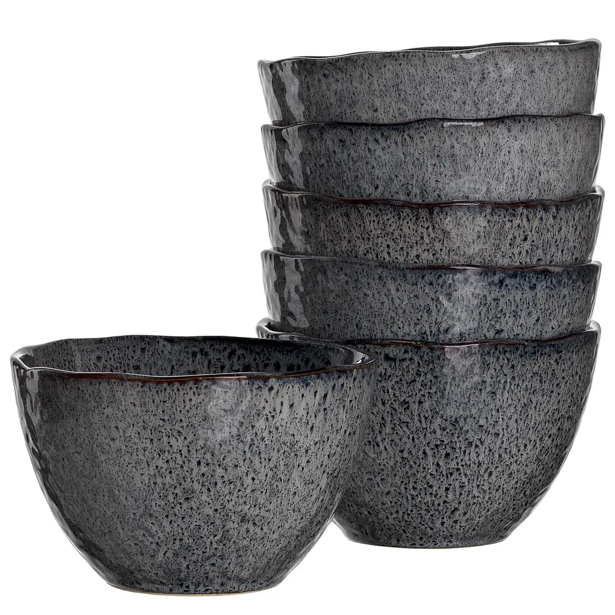 Keramikschale 6er-Set Ø 15cm Schwarz/Anthrazit | Schwarz
