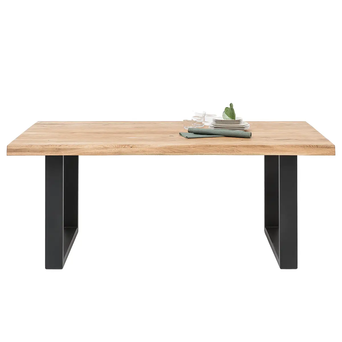 Esstisch Maimon 160cm Baumkante Beige U-Form | Holztöne