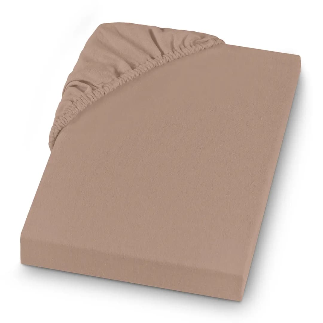 Feinbiber Spannbettlaken Gots 160 x 200cm Beige/Taupe | Beige