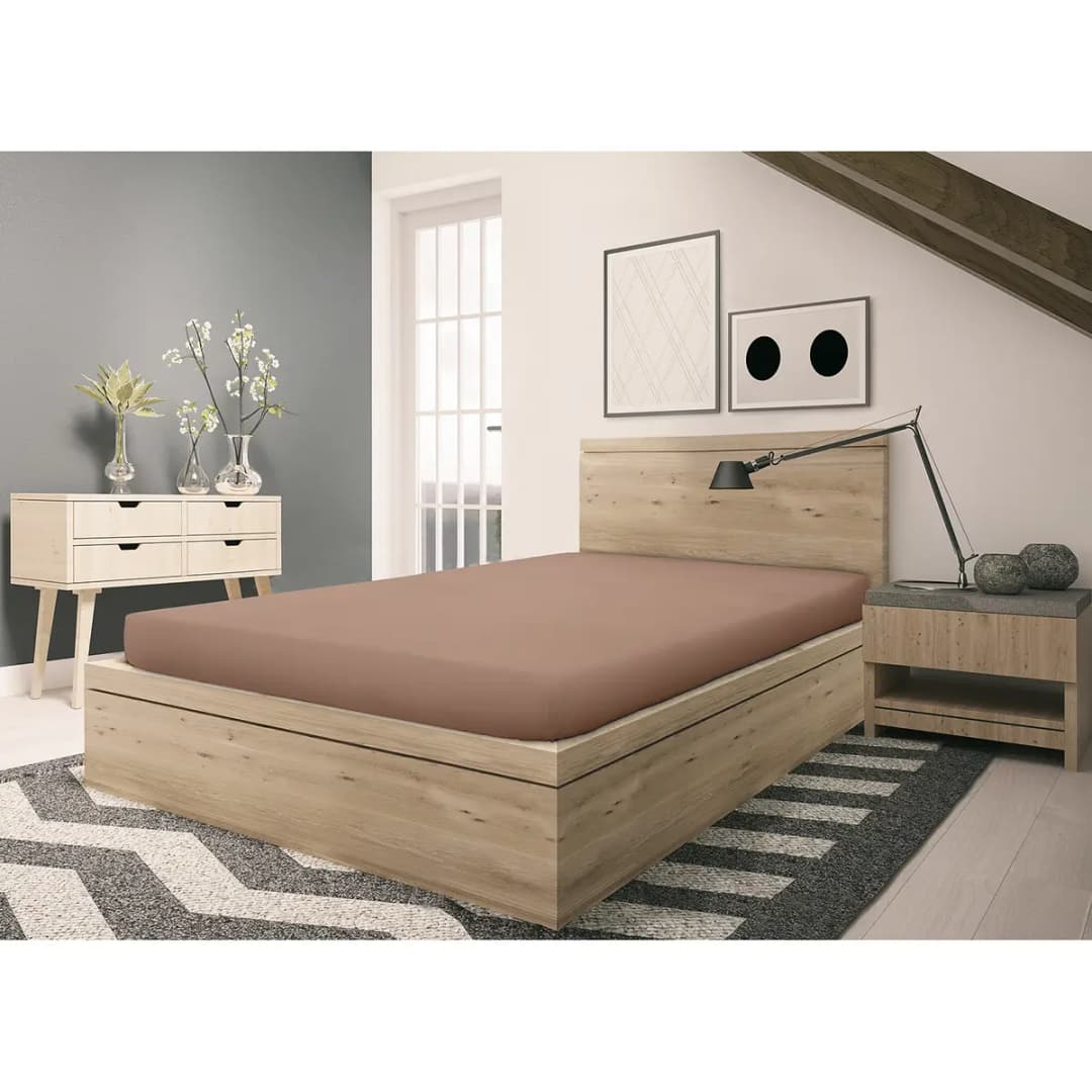 Feinbiber Spannbettlaken Gots 160 x 200cm Beige/Taupe | Beige