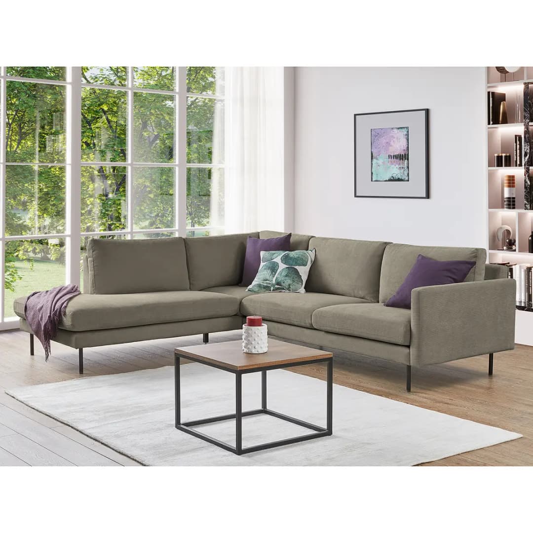 Ecksofa mit Ottomane Grau Cordstoff Licia | Grau