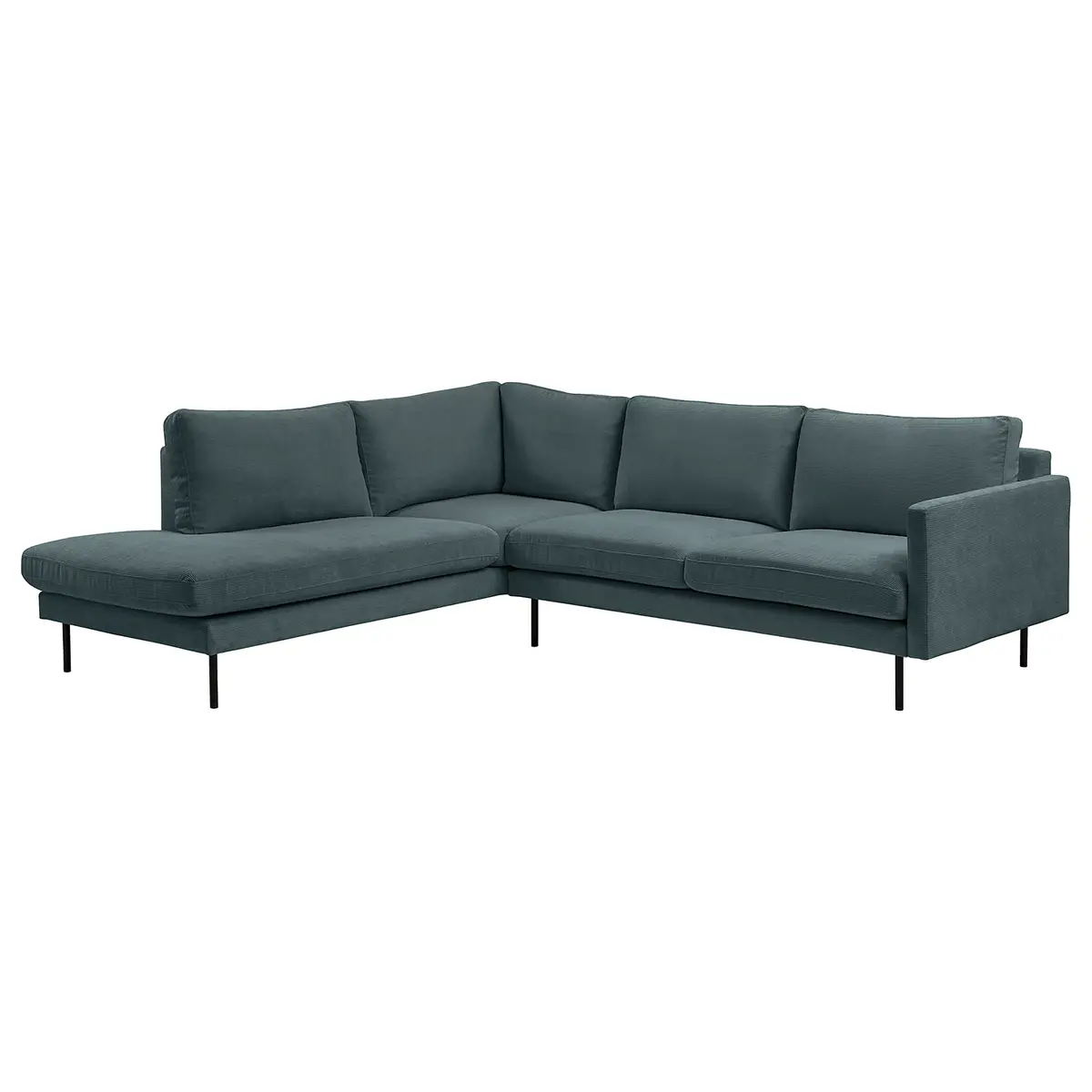 Ecksofa mit Ottomane Blau Cordstoff Licia | Blau
