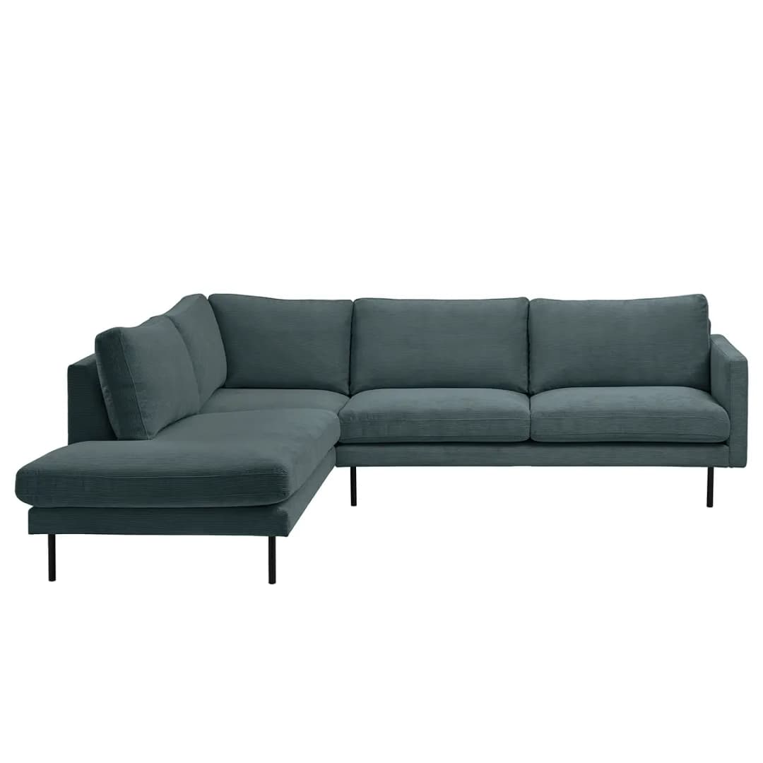 Ecksofa mit Ottomane Blau Cordstoff Licia | Blau