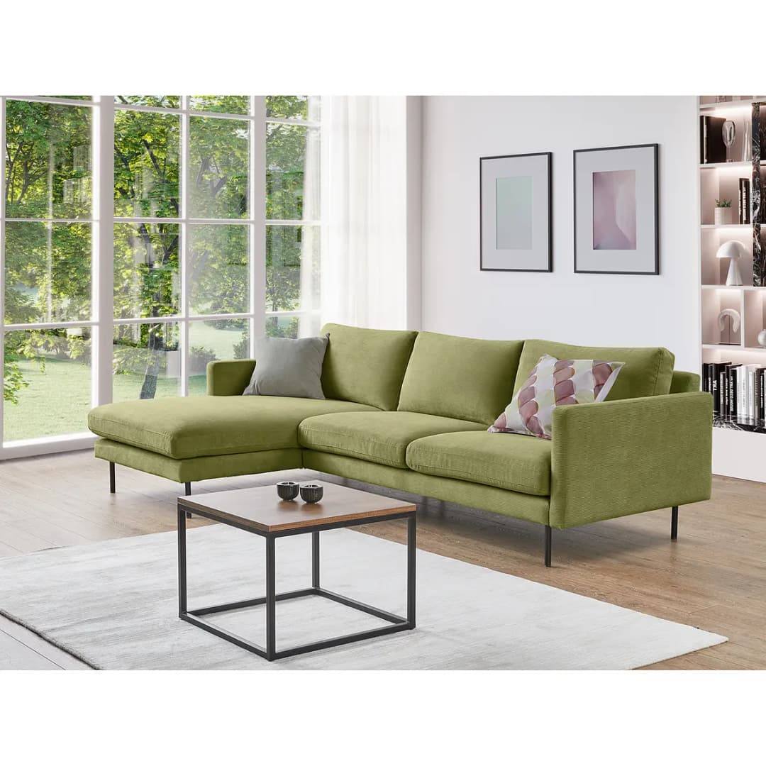 Ecksofa mit Longchair Licia | Grün
