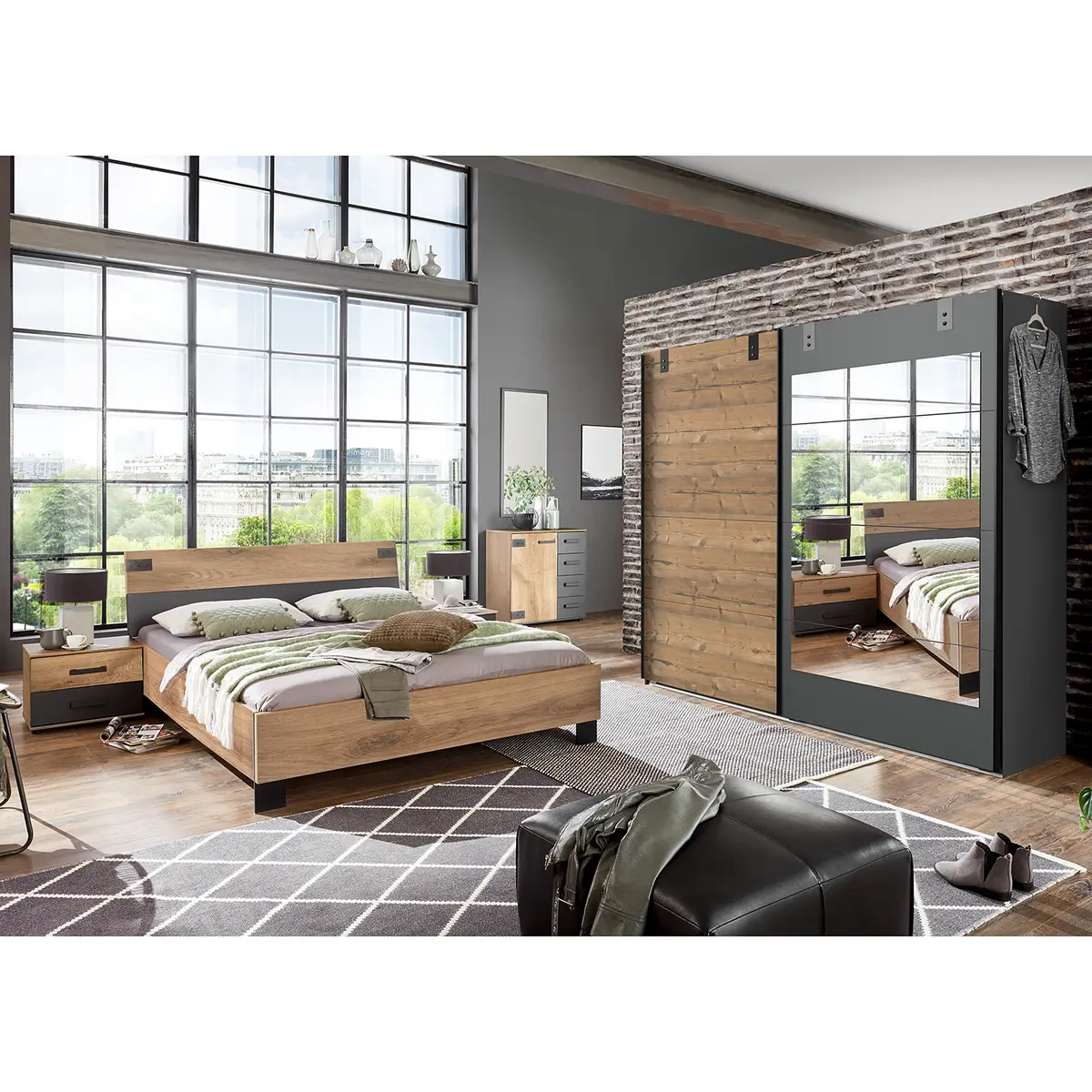 Schlafzimmer-Set II 4-teilig 140 x 200cm | Braun
