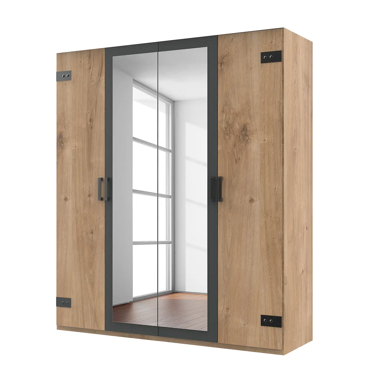Schlafzimmer-Set I 4-teilig 180 x 200cm Braun/Grau/Eiche