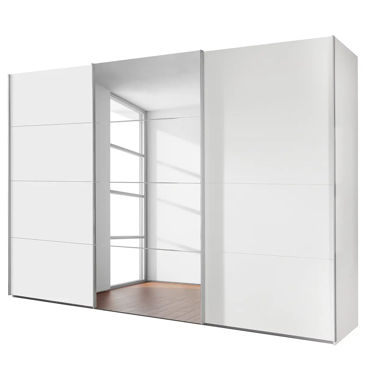 Schwebetürenschrank 270cm Weiß/Weiß | Weiß
