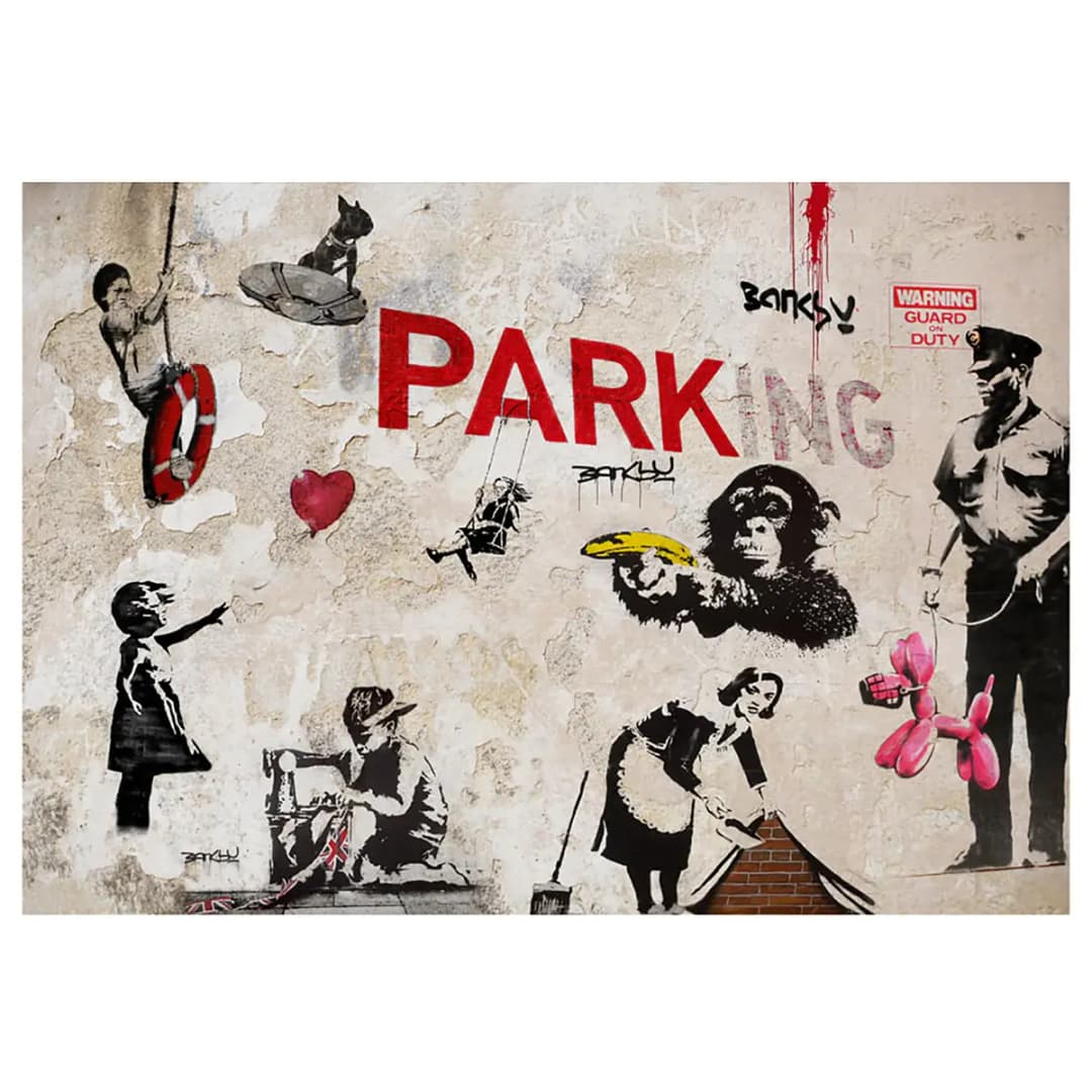 Fototapete Graffiti Collage (Banksy) | Mehrfarbig