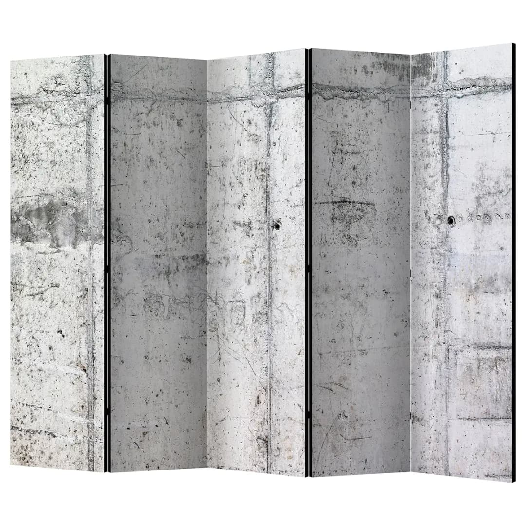 Paravent Concrete Wall Fleece Grau 225 x 172cm 5-teilig | Grau