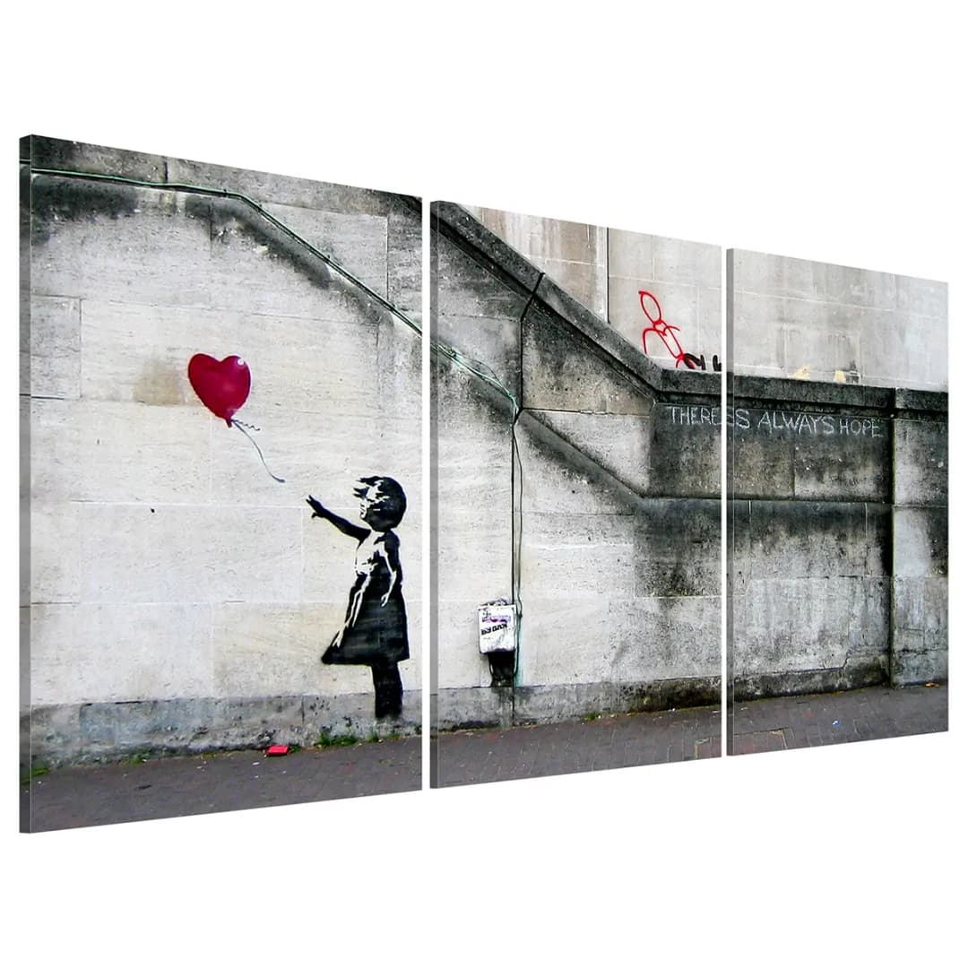 Wandbild Hoffnung gibt es immer Bansky | Grau