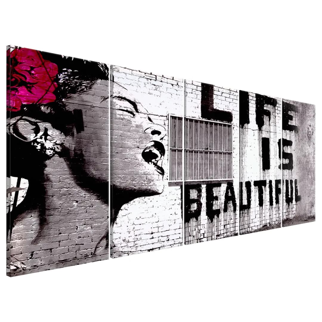 Wandbild Life is Beautiful Banksy | Schwarz